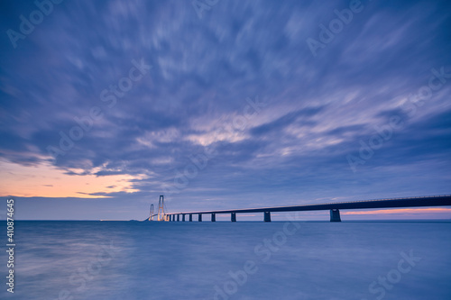 a bridge at night with beautiful blue sunset © Johny