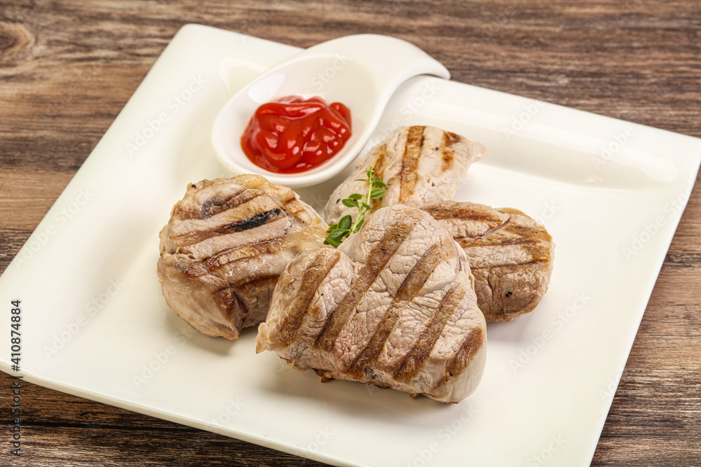 Grilled pork tenderlion with tomato sauce Grilled pork tenderlion with tomato sauce