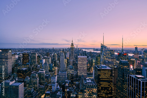 overview of skyscrapers and sunset in new york © Johny