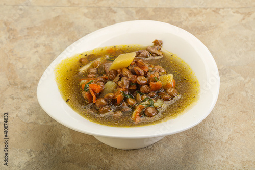 Lentil soup with chicken and vegetables