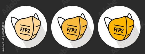 FFP2 face mask icon symbol. Flat vector logo.