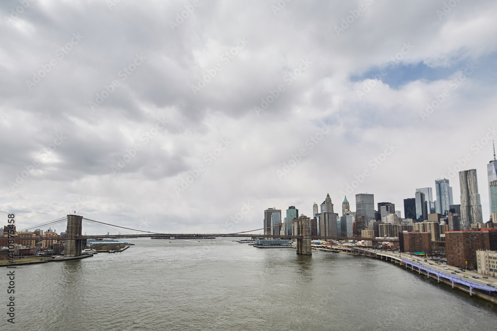 panoramic of bridge in new york city