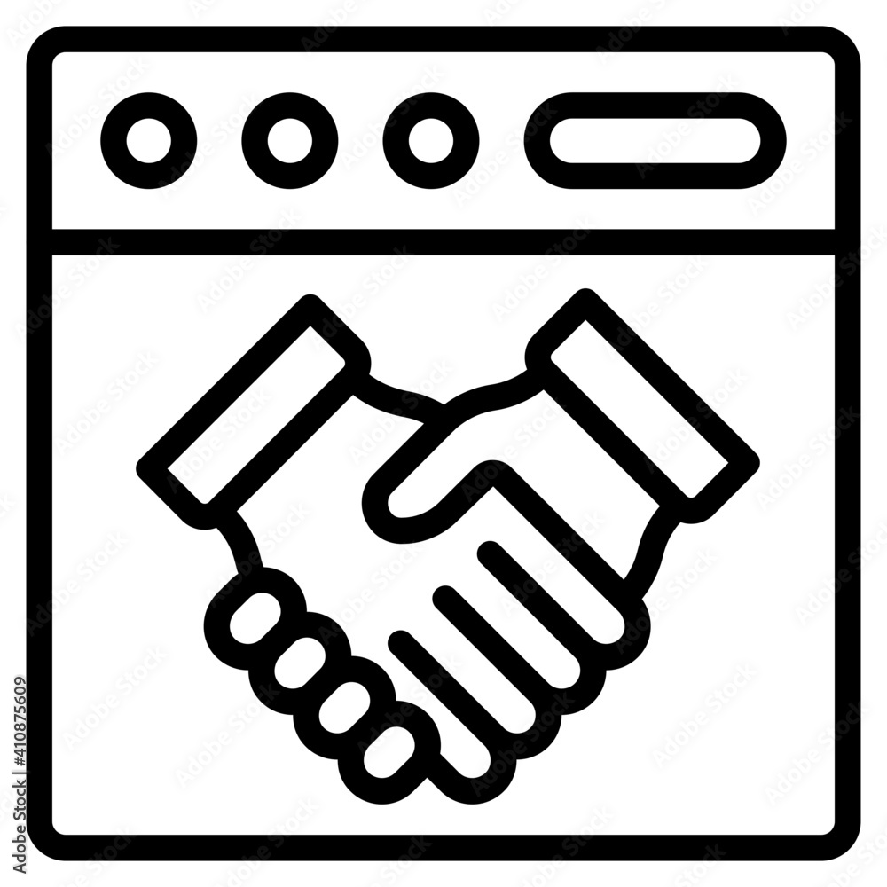 Icon of online partnership, online outline design Icon of online partnership, online outline design