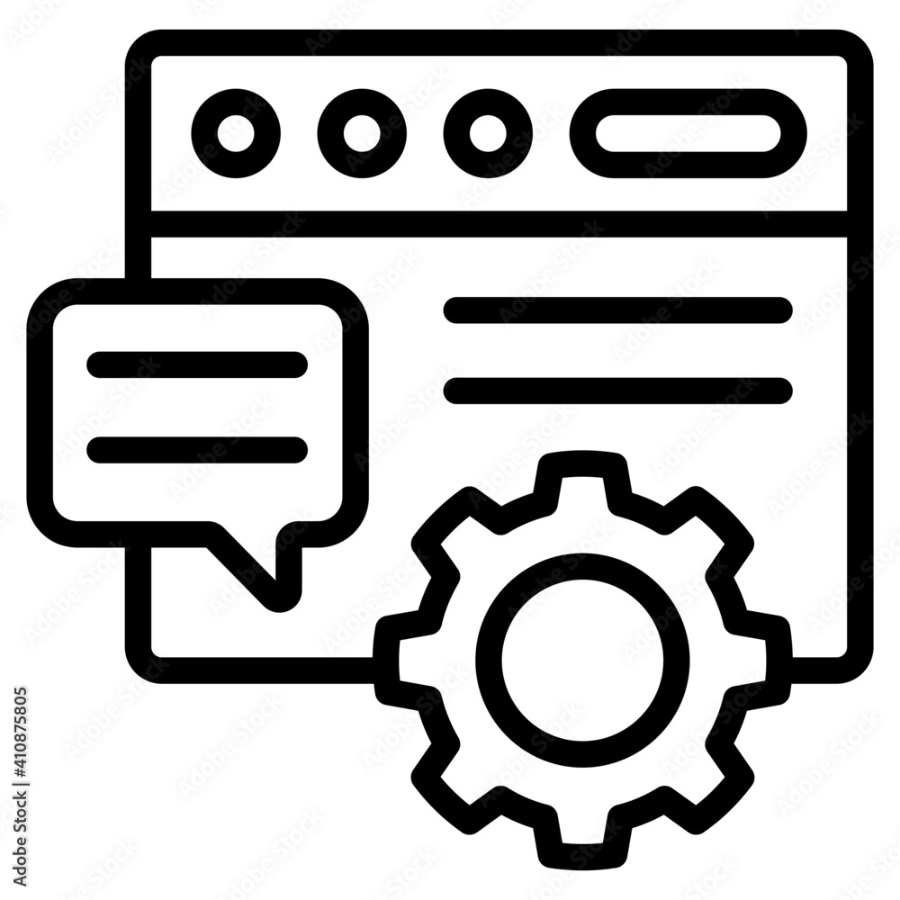 Icon of online chat setting, linear graphic design Icon of online chat setting, linear graphic design