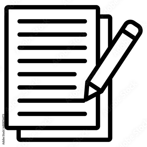 Icon of article writing, linear design