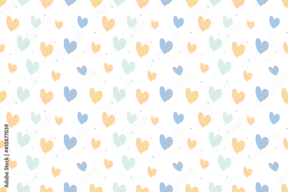 Cute hand drawn hearts seamless pattern, great for Valentine's Day, Weddings, Mother's Day - textiles, banners, wallpapers, backgrounds.