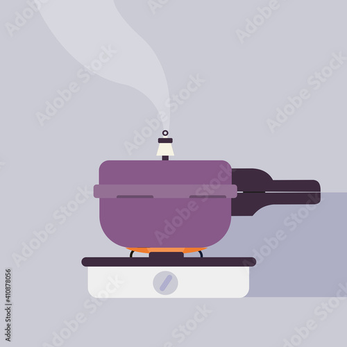 Illustration of a pressure cooker on gas stove