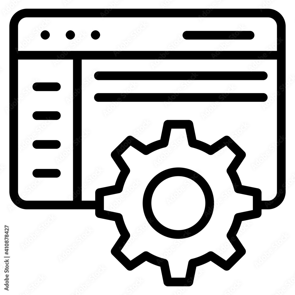 Gear on web page, concept of web management icon Gear on web page, concept of web management icon