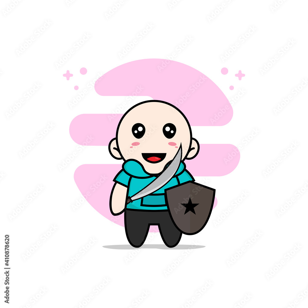 Cute kids character wearing fighter costume. Cute kids character wearing fighter costume.