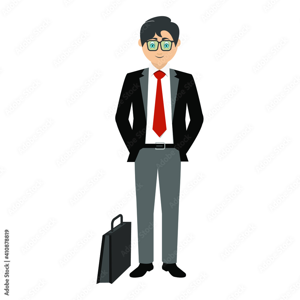 A businessman with his suitcase and looking towards us, vector A businessman with his suitcase and looking towards us, vector