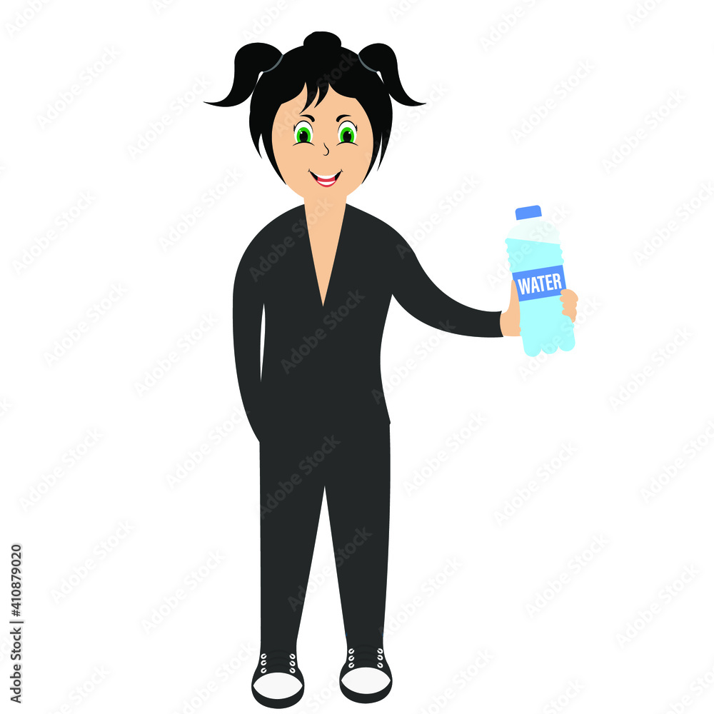 woman has a drinking water bottle, vector woman has a drinking water bottle, vector