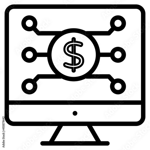 Online money icon in trendy design, dollar inside monitor