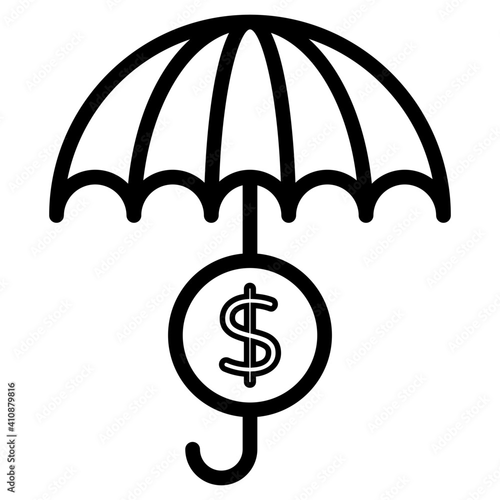 Financial insurance icon, dollar coin inside umbrella Financial insurance icon, dollar coin inside umbrella