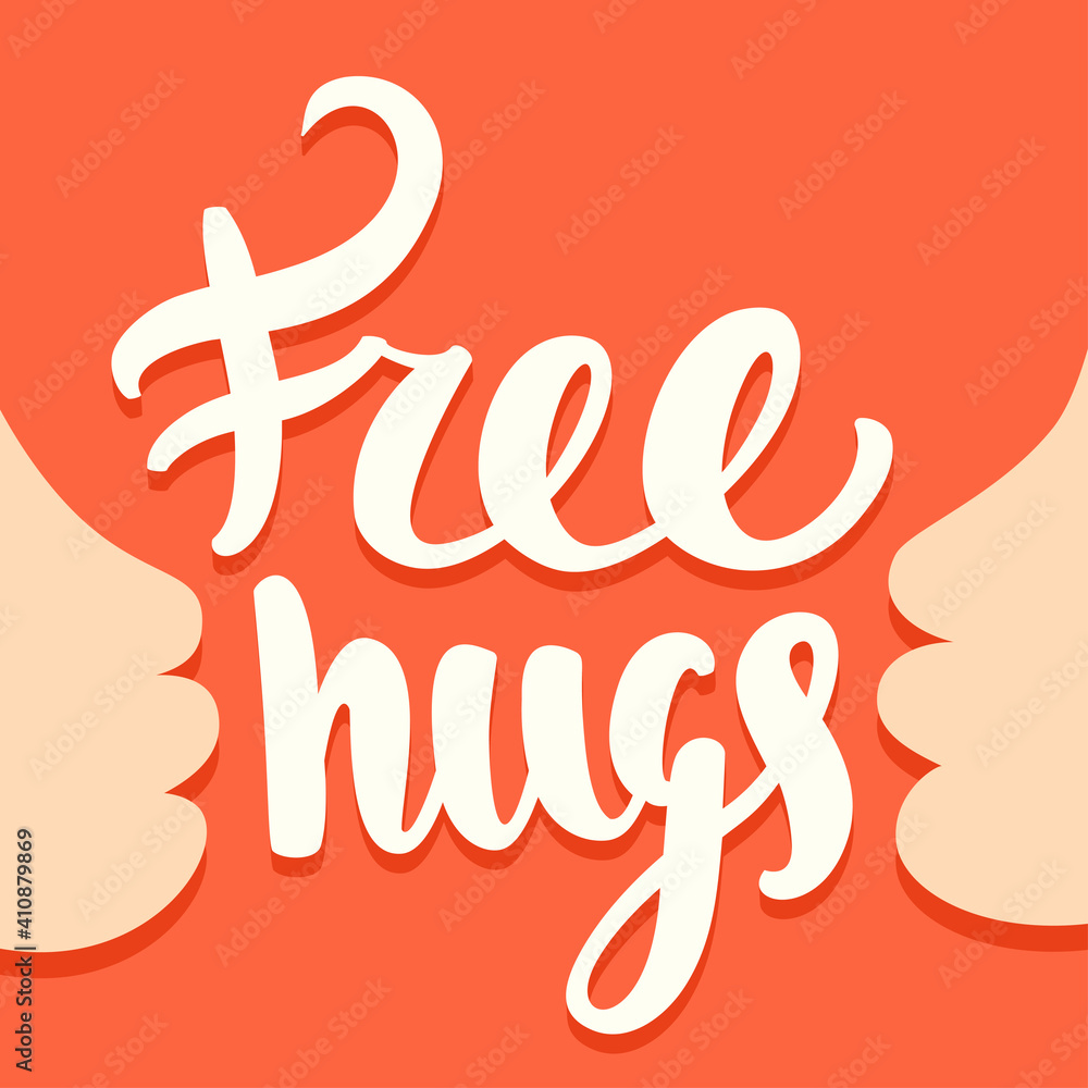 Free hugs. Vector handwritten lettering. Stock Vector | Adobe Stock