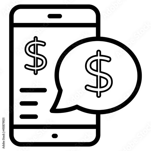 Dollar inside smartphone, m commerce icon