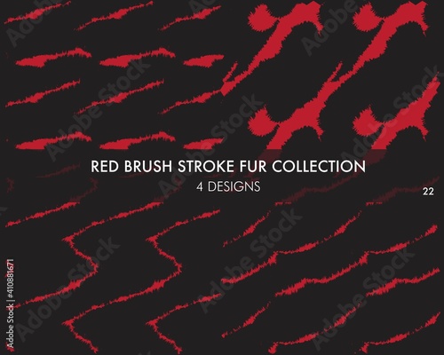 Red Brush Stroke Fur Seamless Pattern Collection
