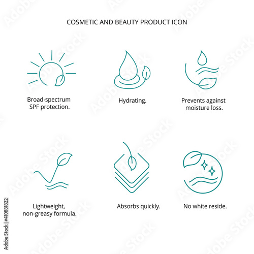 Cosmetic and beauty product icon set for web, packaging design. Vector stock illustration isolated on white background. EPS10