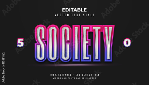 Society Text Style in Colorful Futuristic Gradient with Glowing Effect