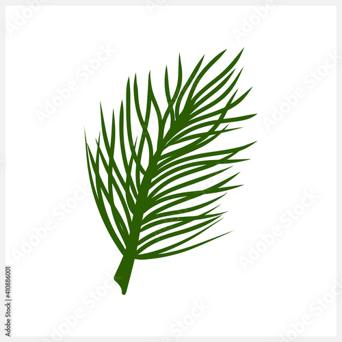 Doodle pine icon isolated on white. Christmas branch. Vector stock illustration. EPS 10