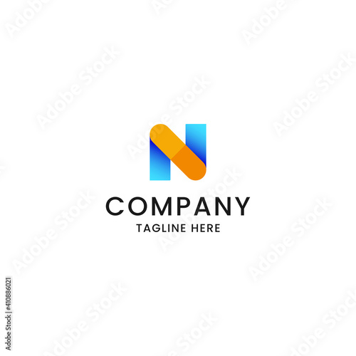 Letter N Pill or capsule logo icon design template vector