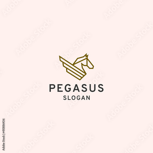 Pegasus horse wing logo icon design template. Elegant, Luxury, Gold premium vector