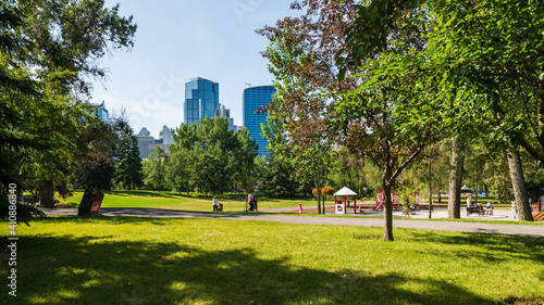 Fototapeta Naklejka Na Ścianę i Meble -  view of Prince's Island Park, Calgary, alberta, canada