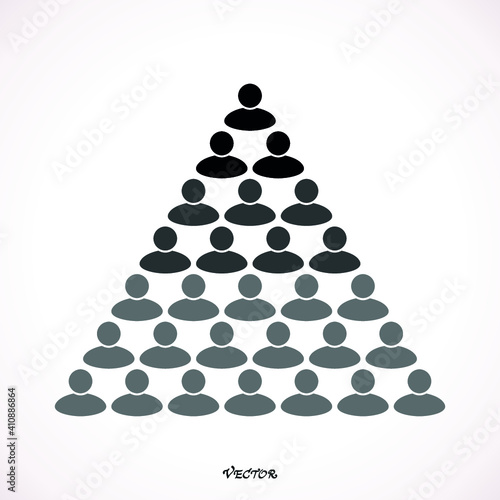 Social stratification - Vertical hiercarchy in the society - upper, midlle and lower classes and castes as inferiorty and superiority. Inferior / superior position. Vector illustration