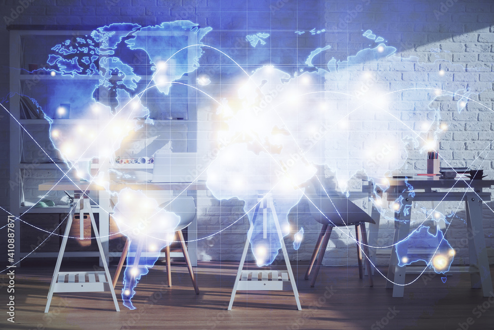 custom made wallpaper toronto digitalDouble exposure of business theme drawing and office interior background. Concept of success