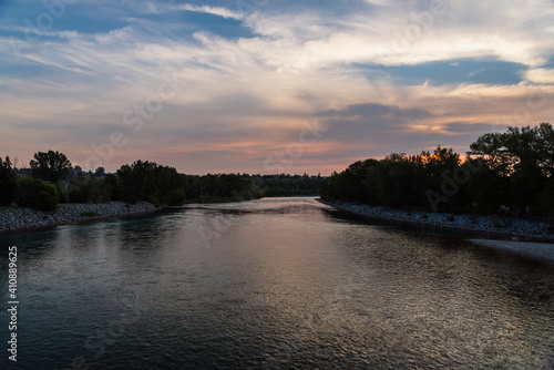 view of Bow river floing inside Calgary, Alberta, Canada © fruttuoso