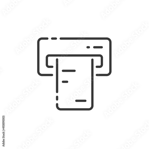 Ticket vending machine thin line icon. Insert and purchase. Outline commerce vector illustration