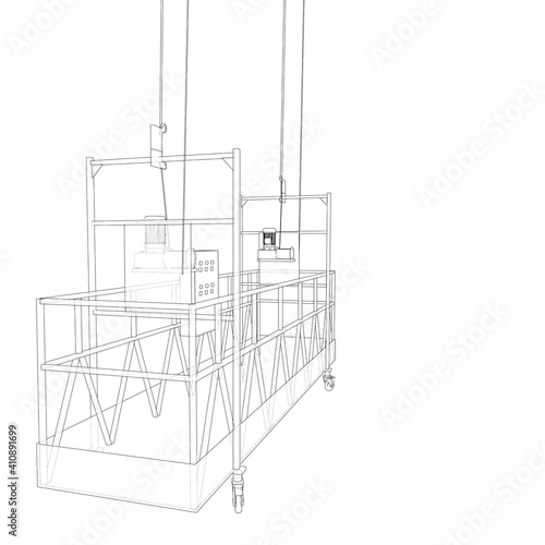 Empty construction elevator. Vector
