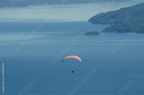 paragliding flight over lake nahuel huapi