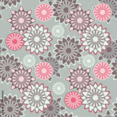 Snowflakes and stars. Perfect for Christmas decoration , gift wrapping and textile projects. Seamless vector pattern background.