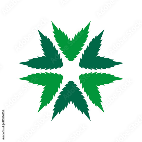 V-Shaped Cannabis Leaves Green Flower