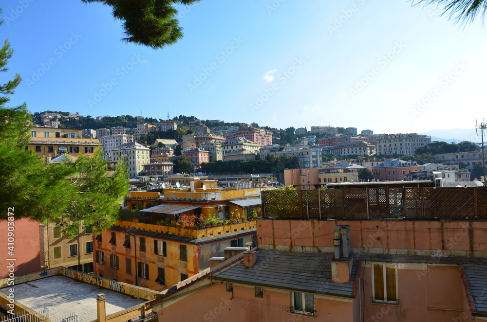 Beautiful view of Genoa from the hill