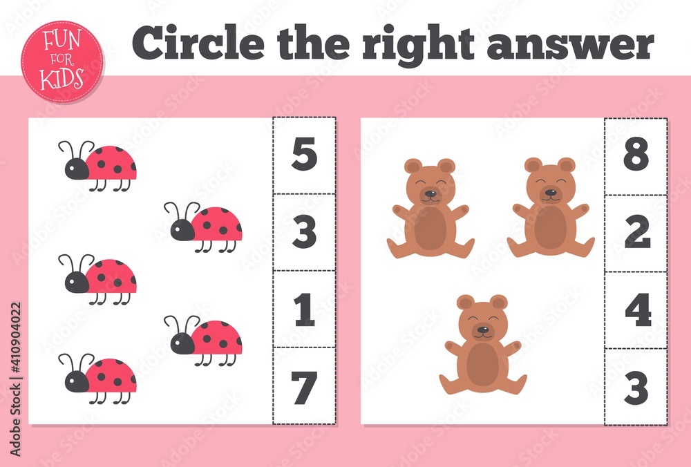 Obraz premium Counting Game for Preschool Children. Home schooling. Educational a mathematical game.