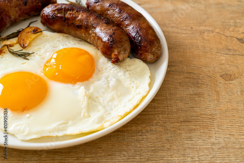 double fried egg with pork sausage