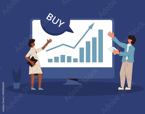 Financial growth. Investment concept. Lucky retail investor. Vector illustration.