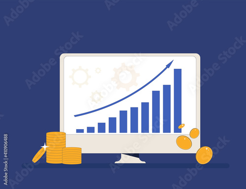 Stock market rally. Financial growth. Investment concept. Vector flat illustration.