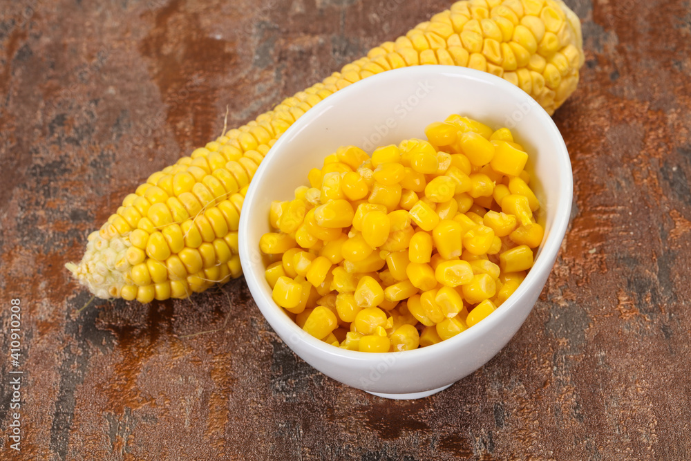 Young corn seeds in the bowl Young corn seeds in the bowl