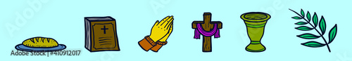 set of lent cartoon icon design template with various models. vector illustration isolated on blue background