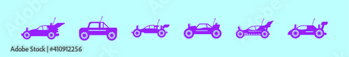 set of car toys cartoon icon design template with various models. vector illustration isolated on blue background