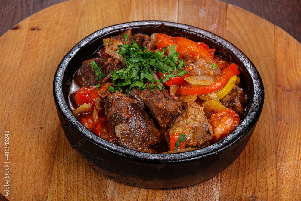 Georgian traditional cuisine - meat with potato Georgian traditional cuisine - meat with potato