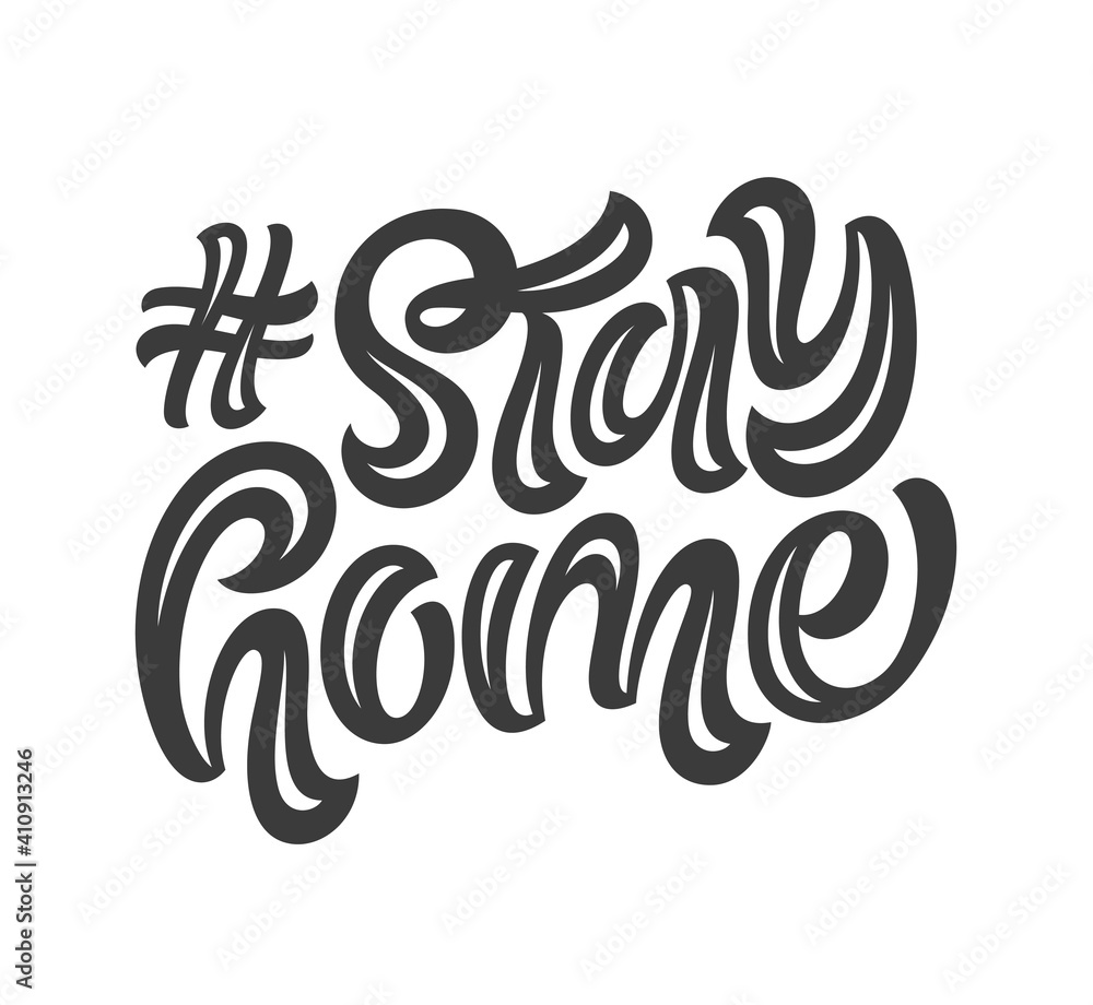Stay home handwritten lettering. Coronavirus quarantine, self-isolation vector illustration. Set of hand-drawn phrases, slogans, tags for cards, banners, prints or social media design Stay home handwritten lettering. Coronavirus quarantine, self-isolation vector illustration. Set of hand-drawn phrases, slogans, tags for cards, banners, prints or social media design