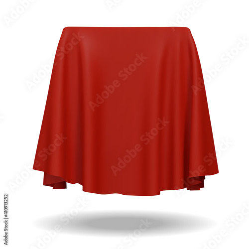 Red fabric covering a blank template vector illustration