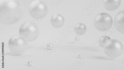 white balls on a white background 3d render
