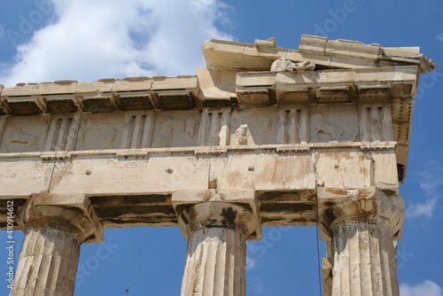 Detail of the metopes on the peristyle of the Parthenon in the Acropolis of Athens, Greece