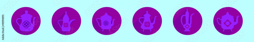 set of arabic coffee pot cartoon icon design template with various models. vector illustration isolated on blue background set of arabic coffee pot cartoon icon design template with various models. vector illustration isolated on blue background