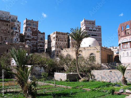 Картината върху платно Garden in Sana'a Old City, Yemen