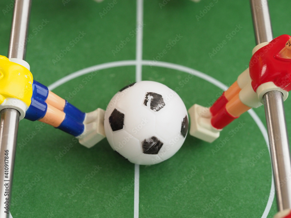 Fototapeta premium foosball game table plastic toy .sport in home concept